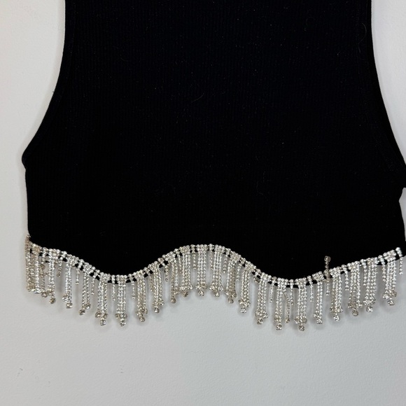 Zara Black Embellished Crop Tank Top - Picture 5 of 17
